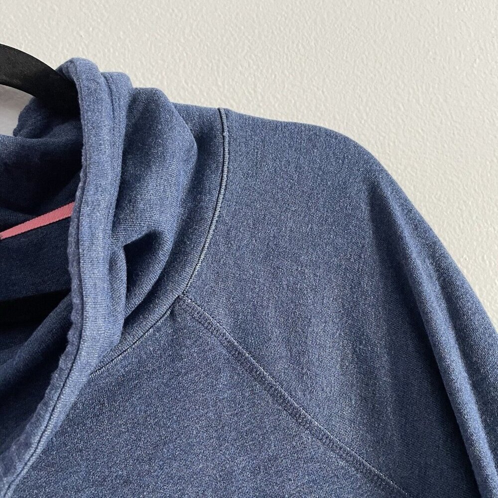 T By Talbots Women Plus Sz 1X Blue Drawstring Cowl Neck Long Sleeve Sweatshirt - Picture 6 of 9